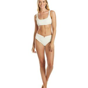NWT Quintsoul Malibu High Rise Ivory/White Ribbed Bikini Set - S/M